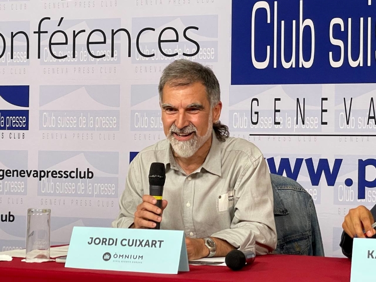 Former Òmnium Cultural Jordi Cuixart in a press conference in Geneva on June 30, 2022 (by Òmnium)